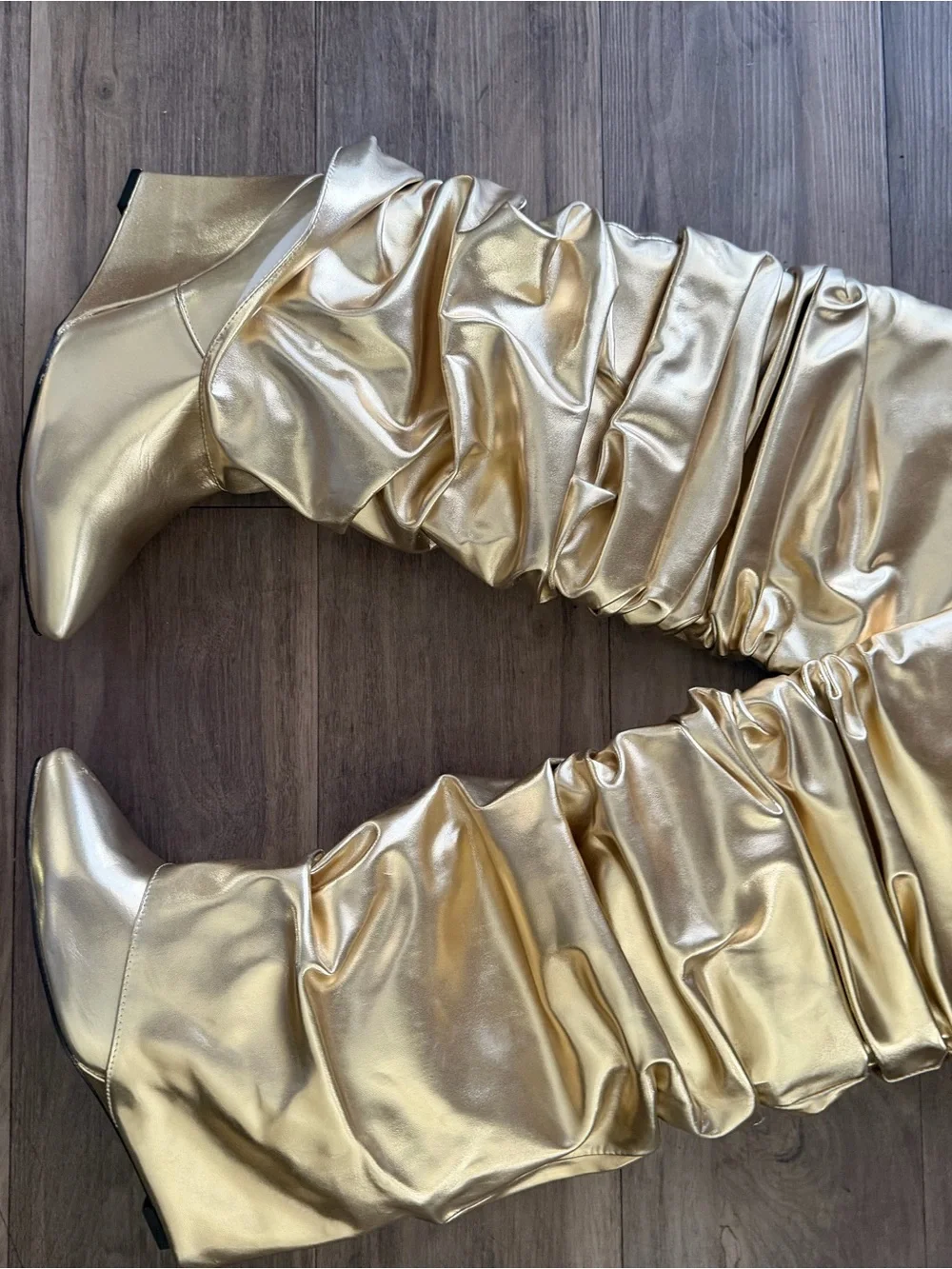 Metallic Gold Slouch Knee-High Women's Boots